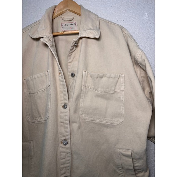 We The Free Oversized Beige Cotton Utility Shacket Jacket Women's Medium - Picture 6 of 10